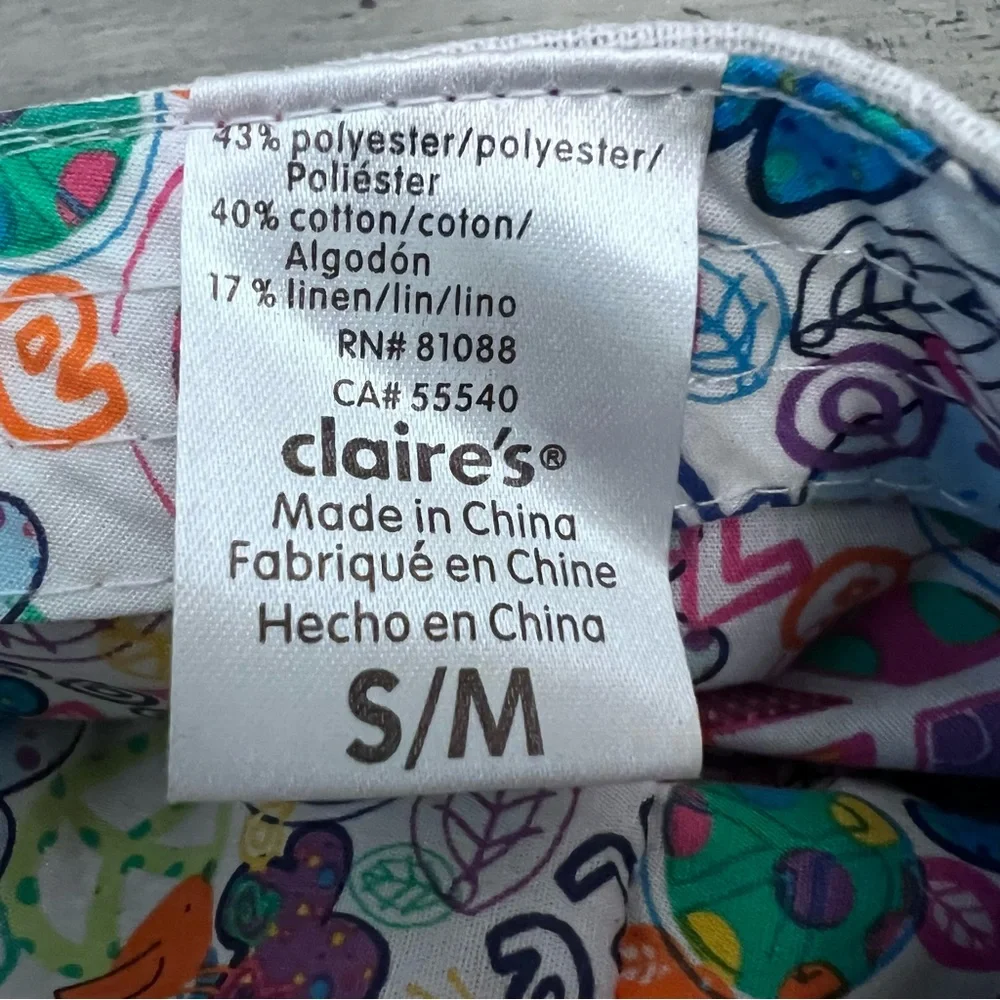 Claire’s Navy Blue Embroidered Front‎ Newsboy Cap Hat Size S/M Good Condition